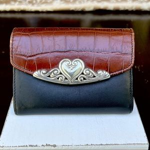 BRIGHTON two tone leather wallet , black & brown